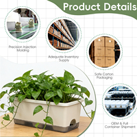 Outil de culture de légumes pour balcon domestique, pot de fleurs carré en plastique PP durable, auto-arrosant, 10,89 L, respirant, style nordique