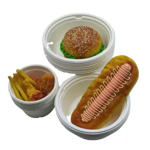 Disposable Environmentally Friendly Biodegradable Bagasse Salad Bowl Disposable Cutlery With Lid For Parties