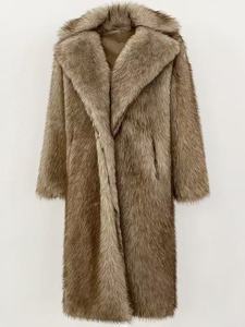 Vente flash - <span class=keywords><strong>Manteau</strong></span> long en fausse fourrure de renard de haute qualité pour femmes, coupe ample, coupe-vent, style hiver - Product Image 3