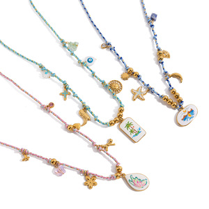 Stainless Steel Necklace With Bow Flower Charm Pink Heart Design Gift Jewelry - Product Image 1