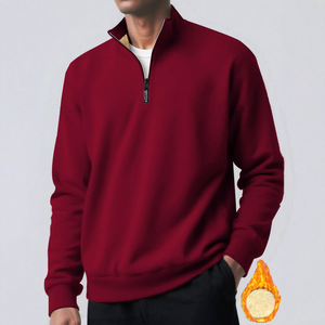 Chaqueta de invierno de algodón 100% para <span class=keywords><strong>hombre</strong></span>, sudadera de lana de cordero de Color sólido con <span class=keywords><strong>cuello</strong></span> <span class=keywords><strong>alto</strong></span> y cremallera, capa Base, ropa con estampado Digital - Product Image 2