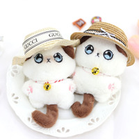 Jandudu A-10 14cm Peluche en tissu doux 3D en forme de chat de dessin animé avec rembourrage en coton PP, pendentif porte-clés