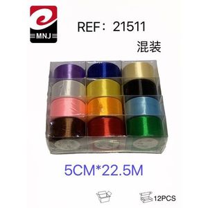 Mixed Color Silk Gift Ribbons 5Cm X 22.5M 12Pcs Assorted Colors For Decoration - Product Image 1