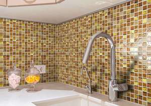 Tùy chỉnh bán buôn cao cấp trang trí phòng tắm sang trọng phong cách mới men vàng tinh thể thủy tinh gốm ghép cho nhà bếp - Product Image 5