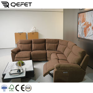 أريكة زاوية حديثة قابلة للتعديل بخمسة مقاعد من القماش الرمادي، مجموعة أرائك مستطيلة الشكل لغرفة المعيشة والفيلات مع أرجل معدنية - Product Image 2