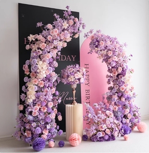 Vente en gros de décoration d'arche de <span class=keywords><strong>mariage</strong></span> violette, bannière de <span class=keywords><strong>bienvenue</strong></span> de scène florale avec cascade suspendue au mur pour banquet d'anniversaire, artificielle - Product Image 4