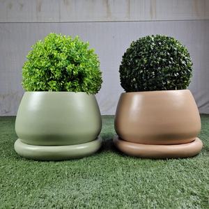 Lightweight Fiber Clay <b>Flower</b> <b>Pots</b> Saucers Durable Garden Home Nursery Decor Minimalist Factory Wholesaler Floor Planting Set - Product Image 2