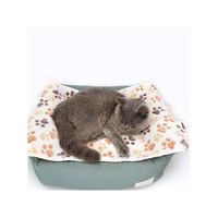 Coussin pour chien Pawcos en polaire corail confortable 100% polyester, couverture de voyage pour animaux de compagnie, respirant, motif empreintes de pattes, tailles XS/S/M/L pour chiens