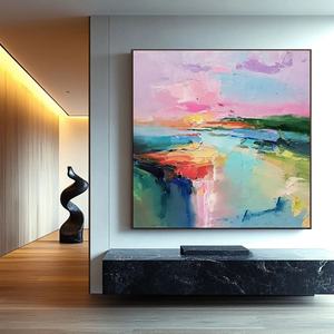 Pintura al Óleo Texturizada Contemporánea, Cuadrada, Abstracta, Minimalista, Decoración de Fantasía, Arte Moderno para Pared, para Hogar y Galería - Product Image 4