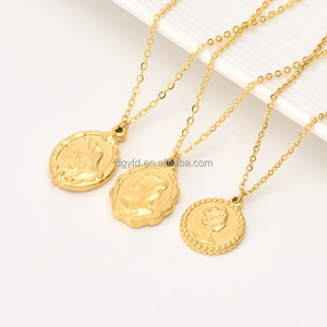 Wholesale Titanium Steel Embossed Pendant Necklace Mermaid Princess <strong>Queen</strong> Pendant Design Support Double-sided Engraved Logo - Product Image 1