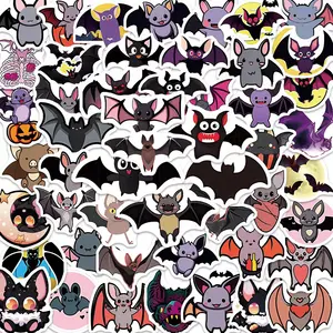 50pcs cartoon bat PVC waterproof animal sticker packs for laptop skateboard suitcase notebook cup water bottle bike decoration