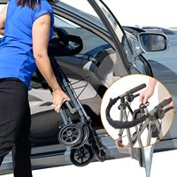 Déambulateur pliant léger à roulettes pour personnes âgées et adultes, roues de 6 pouces, freins verrouillables et siège rembourré avec dossier