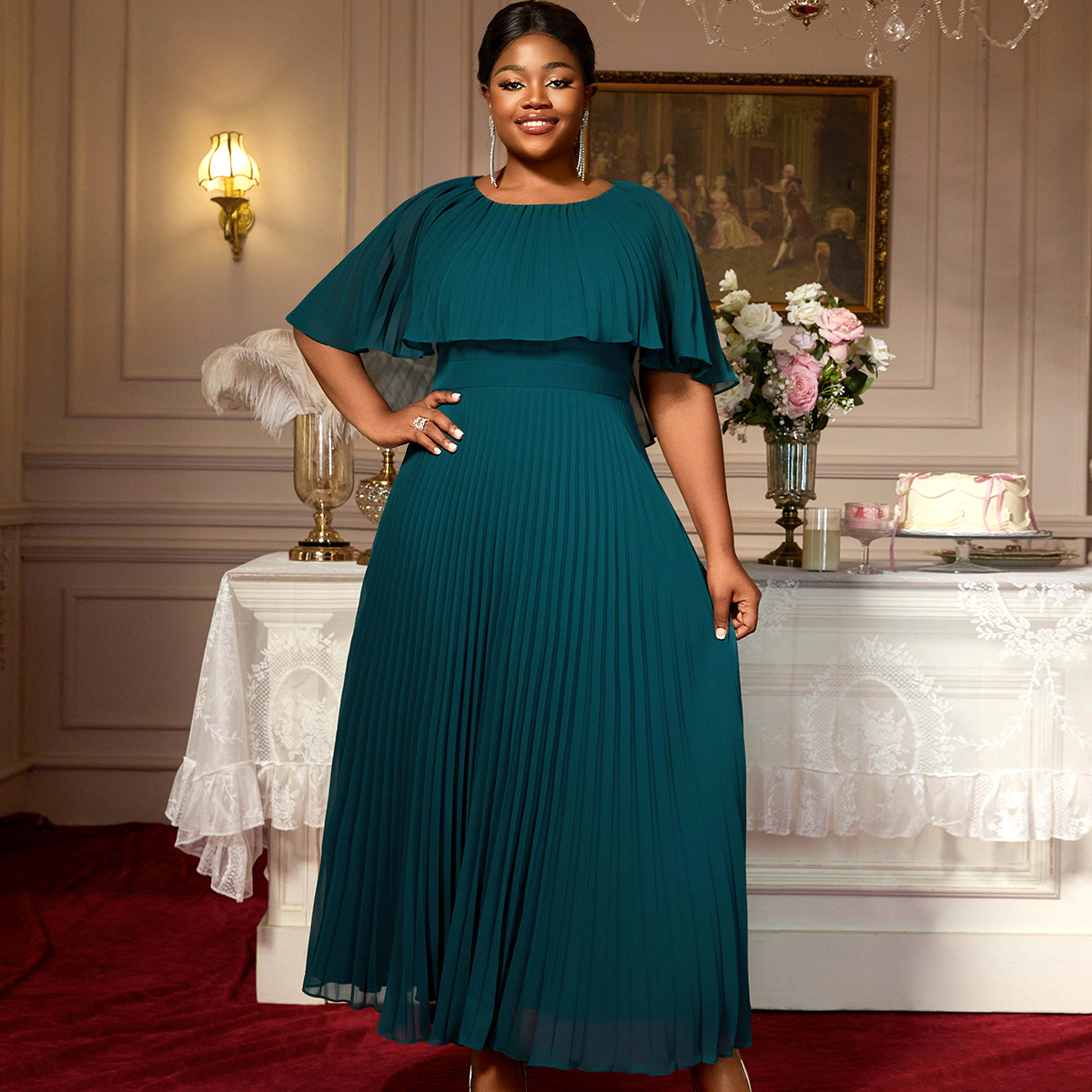Shop Green Long Sleeve Chiffon Dress for Women's Fashion