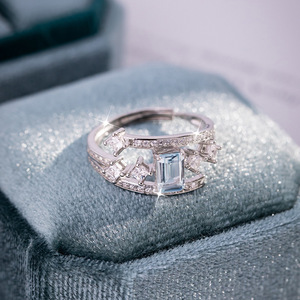 Bague en argent sterling 925 avec pierres précieuses améthyste carrées haut de gamme 4*6mm et topaze naturelle, bijoux vintage pour femmes - Product Image 5