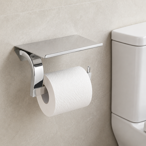 Porte-<span class=keywords><strong>papier</strong></span> <span class=keywords><strong>toilette</strong></span> mural moderne en acier inoxydable SUS304 avec étagère pour téléphone, sans perçage, pour hôtels et salles de bain à domicile - Product Image 3