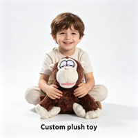 Peluche singe personnalisée fabriquée en usine, jouet en peluche gorille de dessin animé, jouet en peluche singe brun, jouet en peluche doux