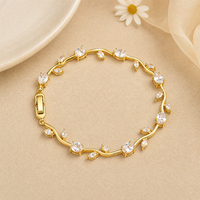 Bracelet SA populaire en forme de bourgeon de tulipe, branche et feuille, vintage, de luxe, avec diamants colorés, bijoux faits main haut de gamme et tendance