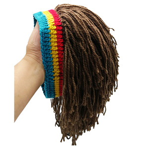 Peluca de Hilo Creativa de Estilo Reggae Salvaje para Halloween, Divertida Gorra Tejida Rasta - Product Image 6