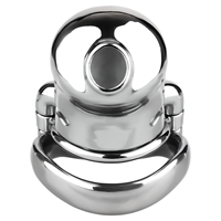 FRRK Cage de chasteté masculine Sissy avec anneau anti-chute Cage à bite en métal robuste avec prise urétrale en silicone Sex Toys pour hommes