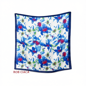 Fazzoletto quadrato piccolo con fiore a cinque petali 70x70 cm, sciarpa per donna, accessorio moda - Product Image 1