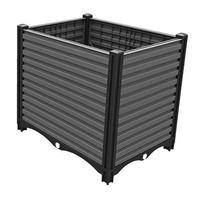 Jardinière rectangulaire en plastique PP imitation rotin, texture tressée marron, légère, moulée par injection, pour intérieur