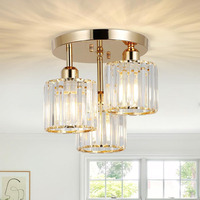 Nouvelles lampes de plafond en cristal de verre LED de luxe K9 dorées pour la décoration de la maison, salon