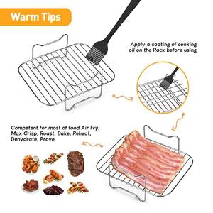 Air Fryer Accessories Rectangular Four-<b>Corner</b> Barbecue Rack Double-Layer Steaming Rack Grill Rack with 4-Prong Barbecue Rack - Product Image 3