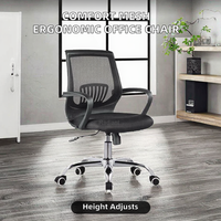 Chaise de bureau visiteur ergonomique moderne et réglable en hauteur, dossier bas confortable, base chromée, pivotante, appui-tête réglable