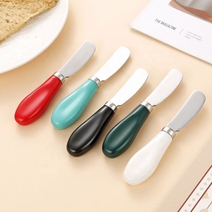 Couteau à beurre en acier inoxydable avec manche en céramique, petit couteau à dessert avec spatule à confiture pour pain, fromage, crème et fromage à tartiner - Product Image 1