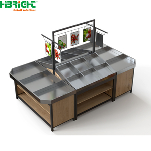 Étagères de supermarché ovales HiBRIGHT en bois massif à 3 niveaux, autoportantes avec dossier, robustes et pré-assemblées - Product Image 4