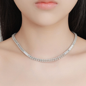 925 स्टर्लिंग सिल्वर प्रपोंग 0.4ct एराल्ड ने मिसासानाइट टेनिस श्रृंखला लक्जरी चोकर पुरुषों के लिए तैयार महिलाओं के लिए - Product Image 4