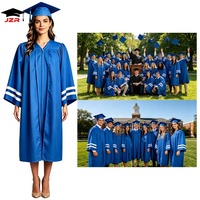 Toge de graduation bleu roi pour adulte, nouveau design, avec rayures blanches sur les manches