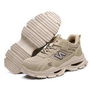 Safety Shoes Men Anti Smashing Puncture Resistant Steel Toe Beige Low Top Work Boots With EVA Sole And Anti Slip Feature - Product Image 2