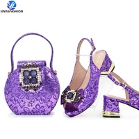 Ensemble Sinya Or Chaussures et Sacs de Soirée de Designer Italien Assortis pour Robes Africaines, Chaussures de Mariée en PU, 1 Set