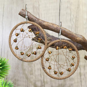 Popular Boho Vintage mujer fantasía malla trenzada aro turquesa pendientes Bohemia boda fiesta hecho a mano étnico indio egipcio - Product Image 3