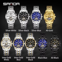 Montre mécanique automatique avec cadran guilloché, chiffres arabes, affichage de la date, bracelet en acier inoxydable, montre-bracelet pour homme