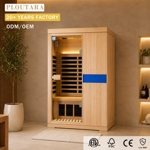 PLOUTARA Sauna <span class=keywords><strong>hybride</strong></span> électrique d'intérieur sur mesure, modulaire, infrarouge à spectre complet, traditionnel, en hemlock, 2 personnes, faible EMF, pour salle de sport et villa - Product Image 1
