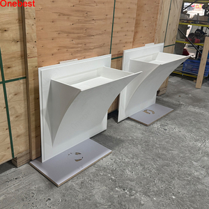 Ensemble de toilettes et de lavabo <span class=keywords><strong>en</strong></span> surface solide blanche pour villa, maison, salle de bain, taille standard, lavabo <span class=keywords><strong>en</strong></span> stock - Product Image 4
