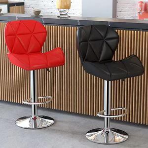 Chaise <span class=keywords><strong>de</strong></span> bar réglable en hauteur avec vérin à gaz, pieds en métal chromé, assise en cuir PU, robuste et durable, pour <span class=keywords><strong>comptoir</strong></span> ou salle à manger - Product Image 3