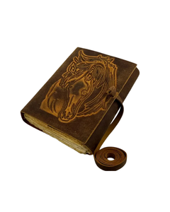 Carnet en cuir gaufré motif cheval fait main, carnet à couverture rigide vintage, journal rustique pour écrire, dessiner, esquisser et offrir en cadeau - Product Image 6