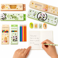 Coffret Cadeau Papeterie Mignonne Capybara Panda : Trousse de Crayons de Couleur Cartoon, Gomme HB, Taille-crayon, Cahier pour Dessin et Écriture
