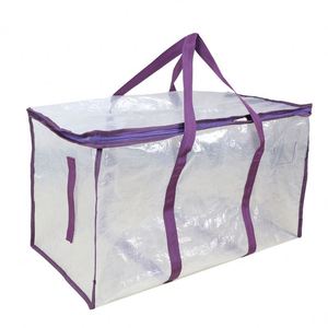 Sac de rangement pour vêtements en PP transparent, sac de déménagement robuste transparent avec poignée, adapté au rangement et à l'organisation à domicile - Product Image 2