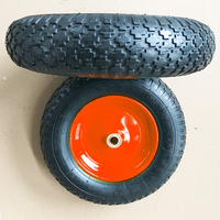 Roue pleine en caoutchouc noir 3.50-8 2PR avec jante métallique verte pour chariot à main, chariot à roulettes, axe de 4 pouces, OEM, usine de Qingdao