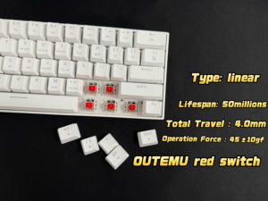 Teclado mecánico blanco con cable OUTEMU 60 por ciento Gamer 61 teclas Teclado compacto para PC con interruptor rojo para juegos - Product Image 3