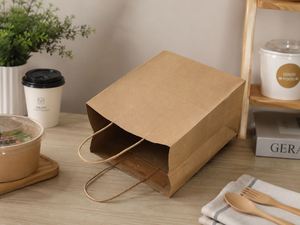 Bolsa de Papel Kraft Reciclado Ecológica de Alta Calidad con Logotipo Personalizado Impreso para Empaque de Comida para Llevar al por Mayor - Product Image 1