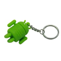 Porte-clés Robot en Pvc souple Android 3D, vente en gros, porte-clés 3d en caoutchouc bon marché