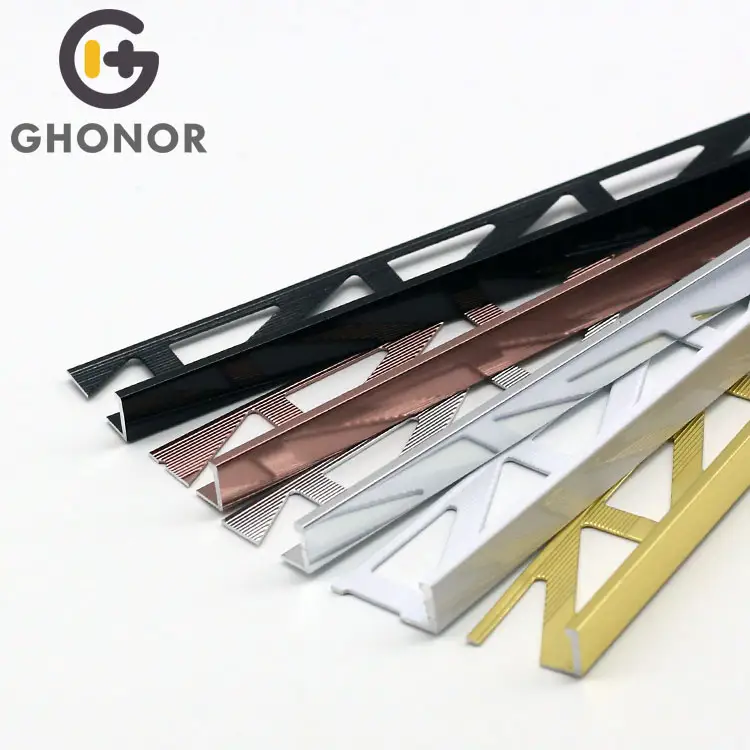 Ceramic Metal Edge Gold Strips L Profile Shaped Corner Aluminium Tile Trim for Tile Transition