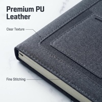 Carnet de notes professionnel personnalisé A5 en cuir PU, couverture rigide, avec poche pour téléphone, porte-cartes, attache pour stylo, impression de logo