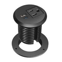 Regleta de Enchufes Empotrable para Escritorio con Orificio de 2 Pulgadas, USB-C PD de 18W, USB-A de 10W, 1 Toma de Corriente CA Americana, Enchufe Oculto para Muebles de Oficina