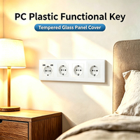 Prise murale UBARO 4 gangues EU avec 2 ports USB 16A 250V, panneau en verre trempé blanc, prise électrique murale 295mm